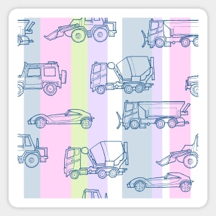 Vehicles pink purple pale green pastel colors Sticker